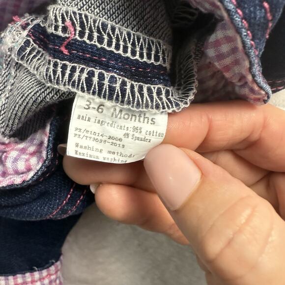 Baby Overalls Size 3-6 Months Romper Girls 3-D Bunny Butterfly Embroidered Jeans - Picture 6 of 6